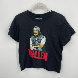 Morgan Wallen Shirt Sz L black crop top